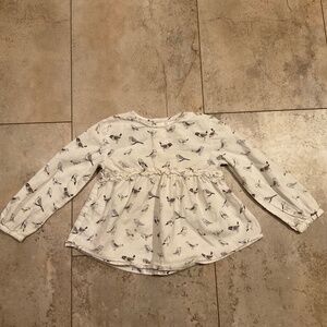 Zara Baby Girl Birds Shirt Sz 3-4 Years